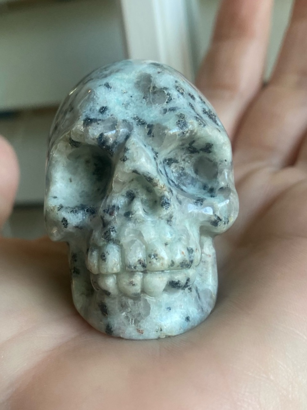 Hand-Carved Kiwi Jasper Crystal Skull